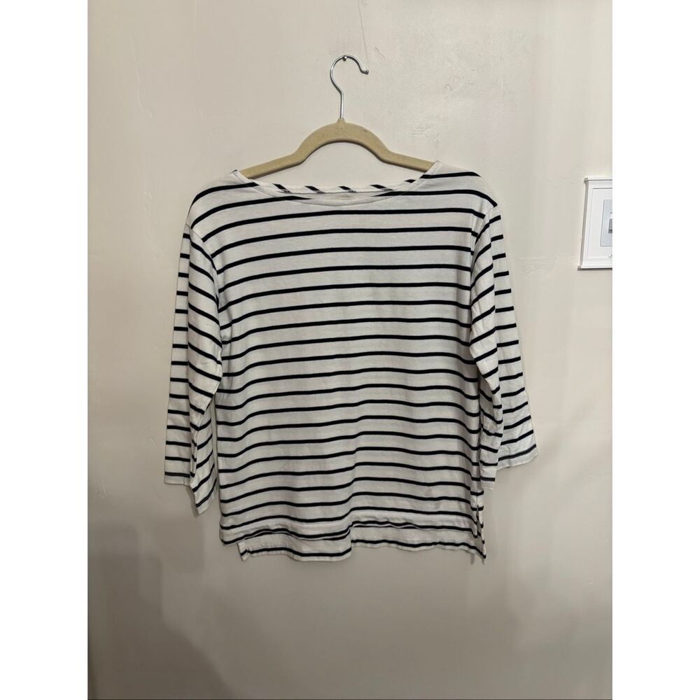 Madewell Striped Boatneck Tee XXS Blue White Nautical 3/4 Sleeve - Picture 2 of 6